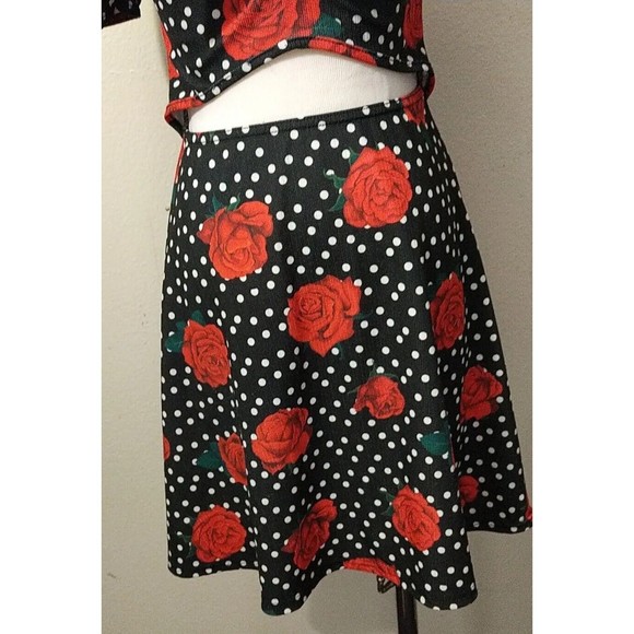Women's Cut It Out Floral Polka Dot Rose Pattern Mini Dress Size 4 Nasty Gal - Picture 6 of 12